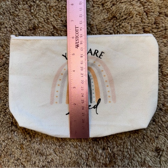 ✅100% Cotton Canvas Zip Pouch You Are Loved Rainbow - Picture 3 of 6